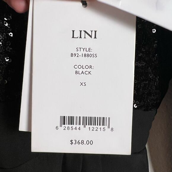 LINI NEW Black Stella Sequin Faux Wrap Surplice Jumpsuit Size XS - Picture 12 of 12
